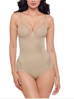 Miraclesuit Shapewear Sexy Sheer Shaping Bodysuit Women's Clothing Warm Beige :